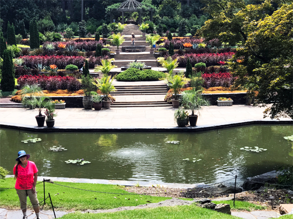 Karen Duquette at Frances P. Rollins Overlook and pond